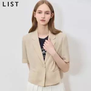 [리스트(LIST)] 원버튼 크롭 반팔 재킷 (택가격: 228000원)
