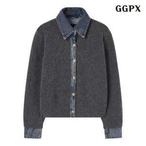 데님 배색 카라 버튼업 긴팔 가디건 (GPDCK003D)