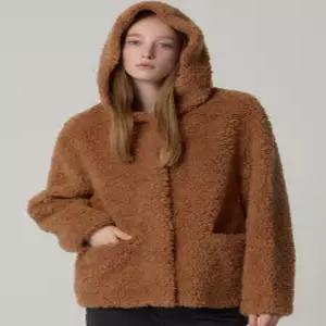 르오트 LeOT 호주산 양모100프로 퓨어 컬리 후드 코트 925297