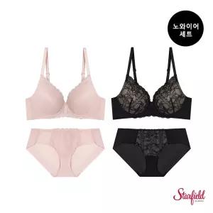 에블린 [SET] MbyE_로맨티크 투톤 노와이어 브라1+팬티1(핑크,블랙 중 택1)