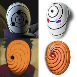 나루토 빛나는 오비토 우치하 피규어 마스크 LED 레드 Sharingan 눈 풀 페이스 커버 코스프레 할로윈 파티