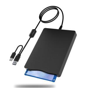 MTHTHTEC USB 플로피 드라이브 외장 5인치 TYPE 디스크 리더 드라이브 휴대용 44MB 플러그 플레이 PC WINDOWS XP 10 11 블랙