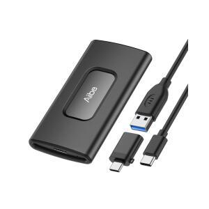 AIIVE 1TB 외장 SSD USB 휴대용 2세대 최대 1050MB 17 16 15용 솔리드 스테이트 드라이브 하드 드라이브 노트북 블랙