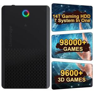 98000개 이상의 게임이 탑재된 새로운 14TB 레트로 게이밍 하드 드라이브 7개의 게임 시스템을 위한 플러그 플레이 9800개 3D 1000개 하이엔드 PC WINDOWS 10 11용 USB 휴대용 외장