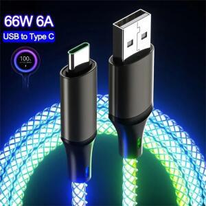 PD 66W USB C 고속 충전 케이블 C타입 to 데이터 전송 (아이폰 호환호환 16  화웨이  삼성호환 호환) 야광