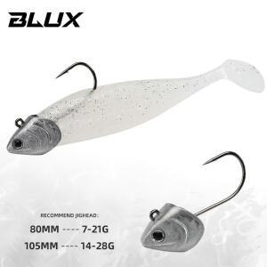 BLUX BLOD SHAD 80mm 105mm 소프트 낚시 루어 지그 헤드 블랙 테일 미노 인공 실리콘 미끼, 바다 농어 스