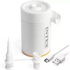 INTEX 66616E 퀵필 USB 에어 펌프 풀 플로트와 에어베드의 팽창 및 감압 - 2개의 인터커넥팅 노즐 포함