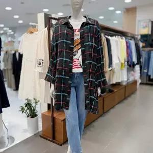[베네통]체크 롱 블라우스 BABL64431BK_DG