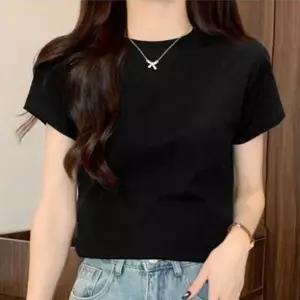 여성 라운드넥 슬림핏 반팔 기본 티셔츠 무지 면티 이너 반팔티