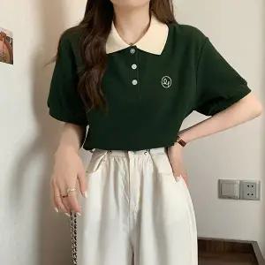 어나더블 올슨 카라 자수 티셔츠