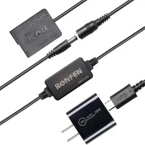 RONFEN DMW-DCC8 DC 커플러 DMW-BLC12 더미 배터리 USB-C 케이블 PD AC 전원 어댑터 키트 카메라 파나소닉