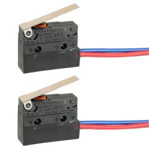힌지 레버 6A 12V DC 마이크로 스위치가 있는 HUAREW 2팩 리미트 일반적으로 닫힘 SPDT 3핀 5A 250VAC 사전