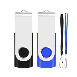 2GB USB 플래시 드라이브 2팩 이스트불 2.0 스위블 스틱 메모리 메탈 펜 드라이브(블랙 및 블루)
