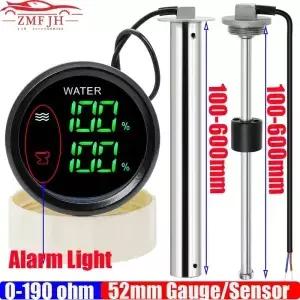 알람이있는 디지털 듀얼 게이지 52MM 수위 물/하수 레벨 센서 용 미터 0-190ohm 보트 자동차 12V24V 맞춤