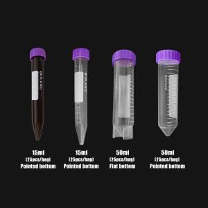 스크류 캡이 있는 15/50mL PP 원심분리 튜브, 평평한 뾰족한 둥근 바이알, 실험실 용기, RNASE/DNASE가 없