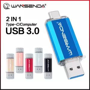 Wansenda USB 3.0 및 Type-C 듀얼 펜 드라이브 16GB 32GB 64GB 128GB 256GB 512GB Type-C AndroidPCMac용 2