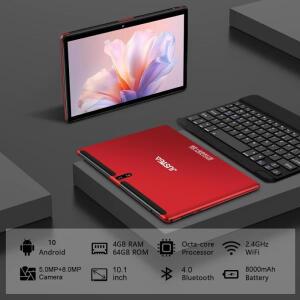 JUSYEA 10.1인치 안드로이드 10 J5 태블릿 울트라 포터블 4GB RAM ROM 옥타코어 8000mAh 타입-C WIFI 블루