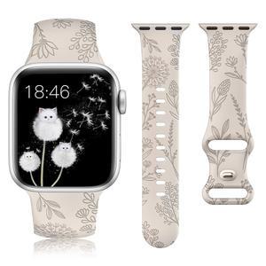 미니 플로럴 각인 밴드 APPLE WATCH 41MM 40MM 38MM 42MM 45MM 46MM 여성용 귀여운 소프트 실리콘 플라워 스포츠 팬시 스트랩 IWATCH 시리즈 11 9 8 7 6 5 4 SE / ULTRA 3 2 cDL