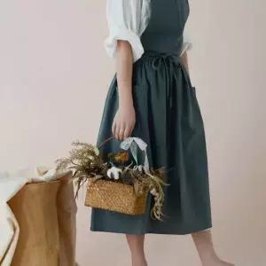 북유럽 데일리 편한 루즈 롱 원피스 앞치마 어린이집