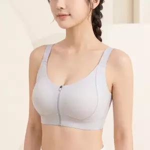 앞지퍼 집업 하이서포트 스포츠 브라 심리스 브래지어