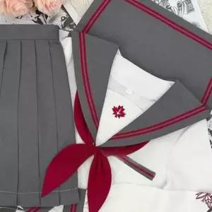 화이트레드 복고 유니폼 세라복 긴팔 교복세트 학생