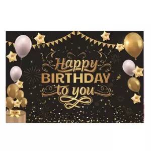 (PW) 럭셔리생일현수막(대형) 블랙파티 A타입축하 가랜드 용품 플랜카드 홈파티 이벤트