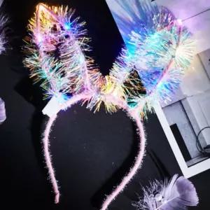 이벤트 파티 소품 4개 세트 액세서리 헤어 머리띠응원 용품 트윙클 도구 야광토끼 귀여운 LED 가면 용머리