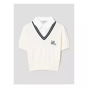 [매장정품] 에잇세컨즈 165351DQ20 반팔 여름니트 카라 레이어드 크롭 니트 아이보리 4891448 2243300