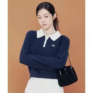 [LEE] 우먼 배색 카라 니트 네이비 LE2503KT62NA 980879