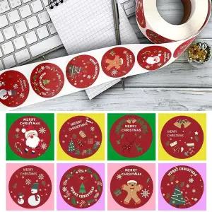 크리스마스 TW12TL03 점착 스티커 3.8cm 원형 500p 1롤 8디자인