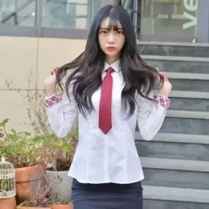 교복몰 (빅사이즈) 여성 교복 셔츠 각카라 빨강체크