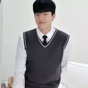 교복몰 보풀방지 그레이 화이트라인 교복조끼(남자)