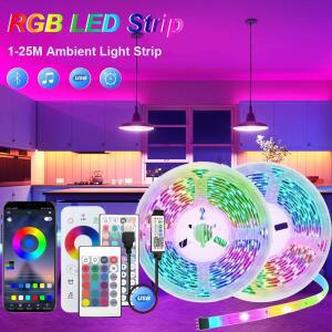 1-25M 5V USB 블루투스 LED 스트립 라이트 SMD 5050 RGB 플렉시블 앱 컨트롤 색상 변경 TV 배경 홈데코
