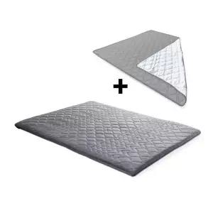 [셀러허브]럭스나인 라텍스 토퍼 8cm +핫앤쿨패드 킹, 그레이 (S27332545)