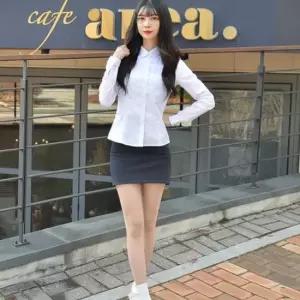 교복몰 (빅사이즈) 여성 교복 셔츠 각카라 밝은 블루