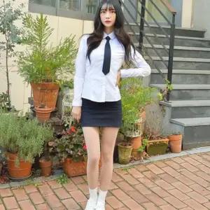 교복몰 (빅사이즈) 여성 교복 셔츠 둥근카라 밝은 블루