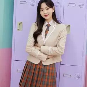 교복몰 연베이지 화이트라인 여자 자켓 교복 학생복