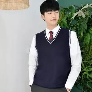 교복몰 보풀방지 네이비화이트라인 조끼(남자) 교복