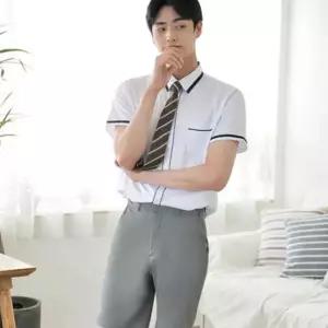 교복몰 (허리조절)연그레이 교복 반바지(남자) 교복