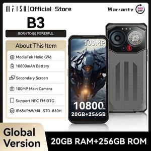 IIIF150 B3 러기드 폰 MTK G96 안드로이드 14 스마트폰 듀얼 디스플레이 20GB 램 256GB 저장용량 100MP 카