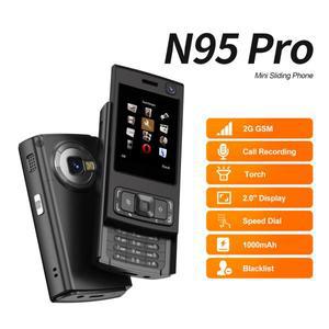 SERVO N95 PRO 미니 슬라이더 휴대폰, 2.0 인치 디스플레이, GSM 2 SIM 카드, 속도 다이얼, 매직 보이스,