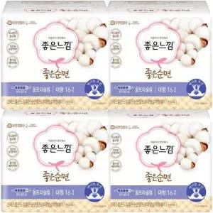 좋은느낌 좋은순면울트라날개 에어핏대형 16개입x4팩