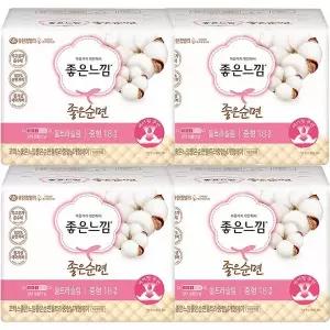 좋은느낌 좋은순면울트라날개 에어핏중형 18개입x4팩