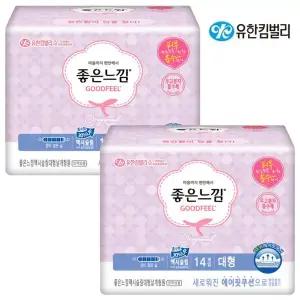 좋은느낌 에어핏쿠션 맥시슬림 날개 대형 14개입x2팩