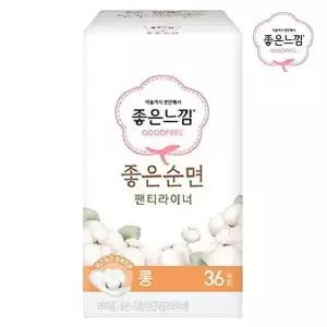 좋은느낌 유기농 순면커버 팬티라이너 롱 36개입