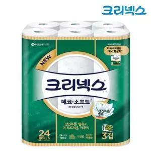 크리넥스 데코&소프트 천연코튼 3겹 30M 24롤 x1팩