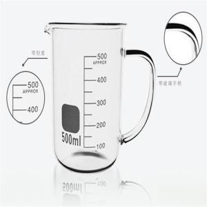 손잡이가 달린 유리 비커, 고품질 화학 실험실 제품, 붕규산염 3.3, 50mL-800ml