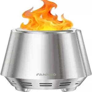 캠핑 야외 및 파티오를 위한 FANHAO 무연 화재 구덩이 스탠드가 있는 스테인리스 스틸 테이블탑 나무