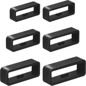 Vnsuyo 6개 시계 밴드 키퍼 16mm/18mm/20mm/22mm/24mm/26mm 스트랩 홀더 루프 리테이너 검은색 실리콘
