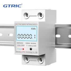 GTRIC 전기 에너지 미터 2P 단상 LCD 디지털 디스플레이 DIN 레일 장착 2선 전력계 AC 230V 50Hz